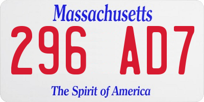 MA license plate 296AD7