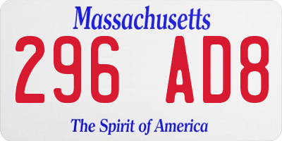 MA license plate 296AD8