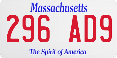 MA license plate 296AD9