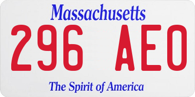 MA license plate 296AE0