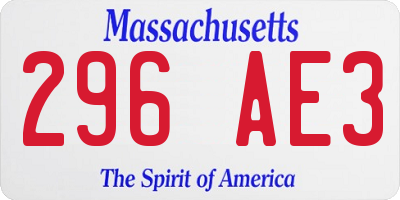 MA license plate 296AE3