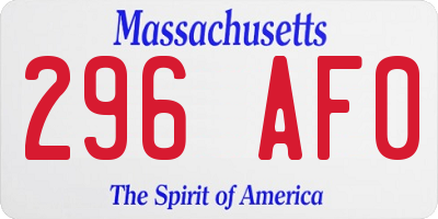 MA license plate 296AF0