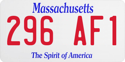 MA license plate 296AF1