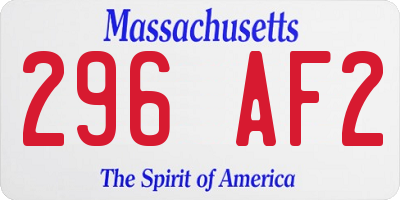 MA license plate 296AF2