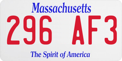 MA license plate 296AF3