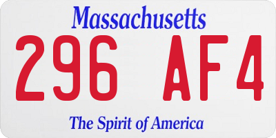 MA license plate 296AF4