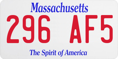 MA license plate 296AF5