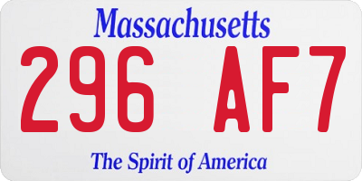 MA license plate 296AF7