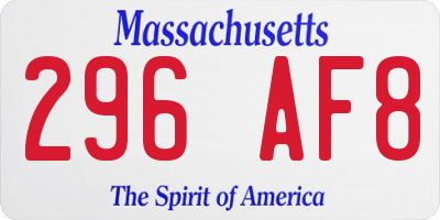 MA license plate 296AF8