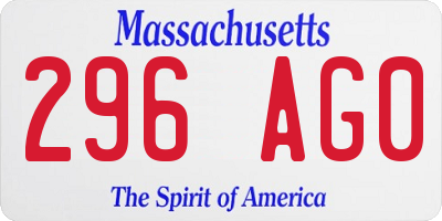 MA license plate 296AG0
