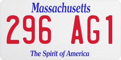 MA license plate 296AG1