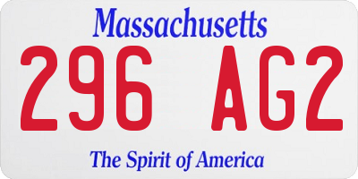 MA license plate 296AG2