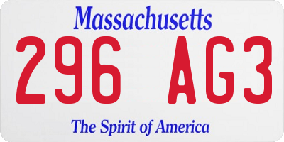 MA license plate 296AG3