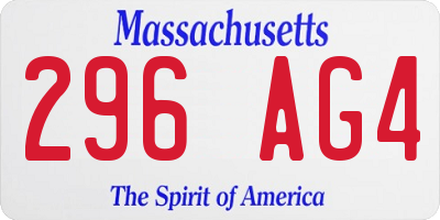 MA license plate 296AG4