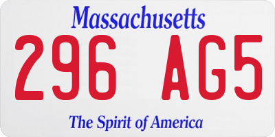 MA license plate 296AG5