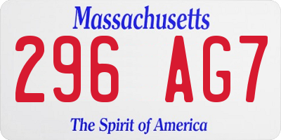 MA license plate 296AG7
