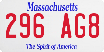 MA license plate 296AG8
