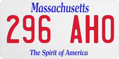 MA license plate 296AH0