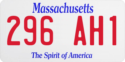MA license plate 296AH1