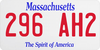 MA license plate 296AH2