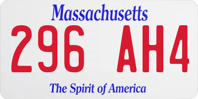 MA license plate 296AH4