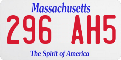 MA license plate 296AH5