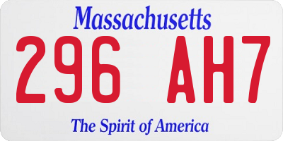 MA license plate 296AH7