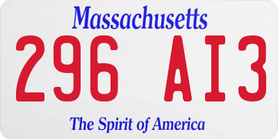 MA license plate 296AI3