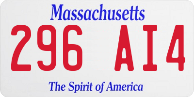 MA license plate 296AI4