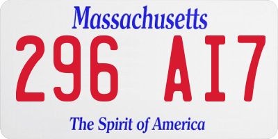 MA license plate 296AI7