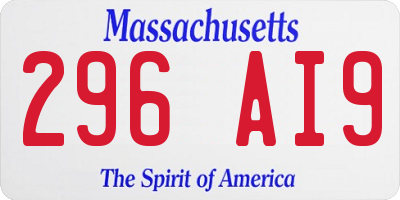 MA license plate 296AI9