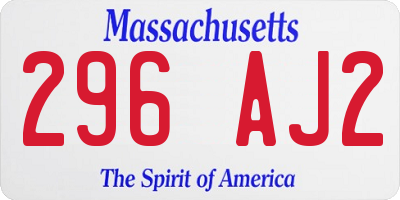 MA license plate 296AJ2