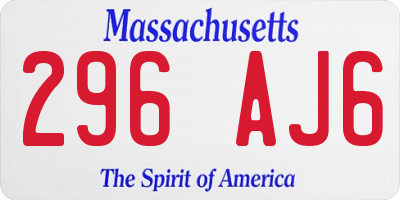 MA license plate 296AJ6