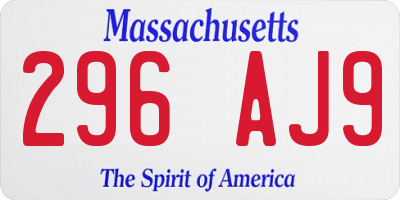 MA license plate 296AJ9