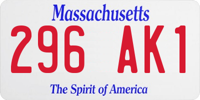 MA license plate 296AK1