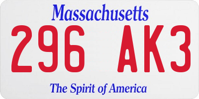 MA license plate 296AK3