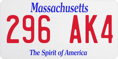 MA license plate 296AK4