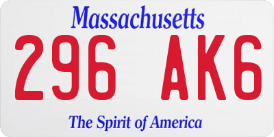 MA license plate 296AK6