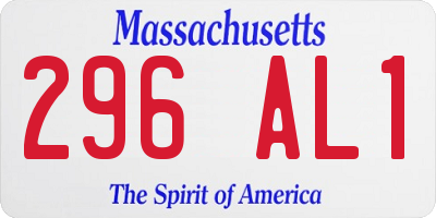 MA license plate 296AL1