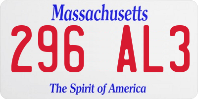 MA license plate 296AL3