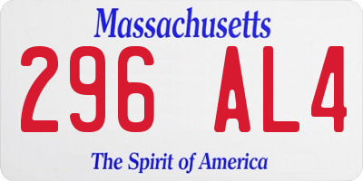 MA license plate 296AL4