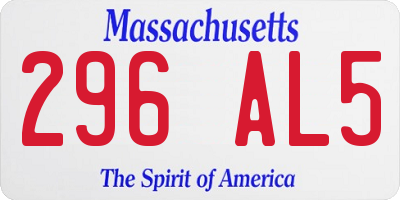 MA license plate 296AL5