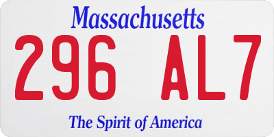 MA license plate 296AL7