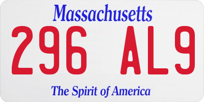 MA license plate 296AL9