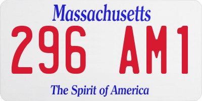 MA license plate 296AM1
