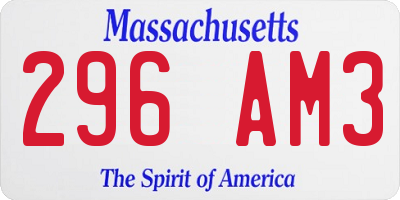 MA license plate 296AM3