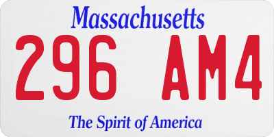 MA license plate 296AM4