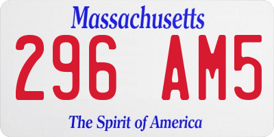MA license plate 296AM5