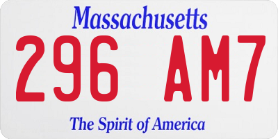 MA license plate 296AM7