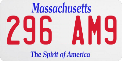 MA license plate 296AM9